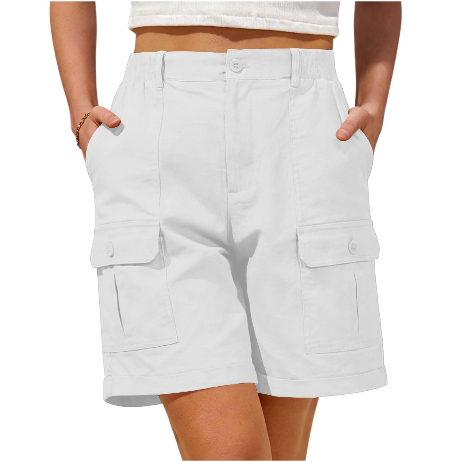 Women s -Colour Multi-Pocket Cropped Trousers With Utility Pockets XL білий
Women s -Colour Multi-Pocket Cropped Trousers With Utility Pockets XL білий