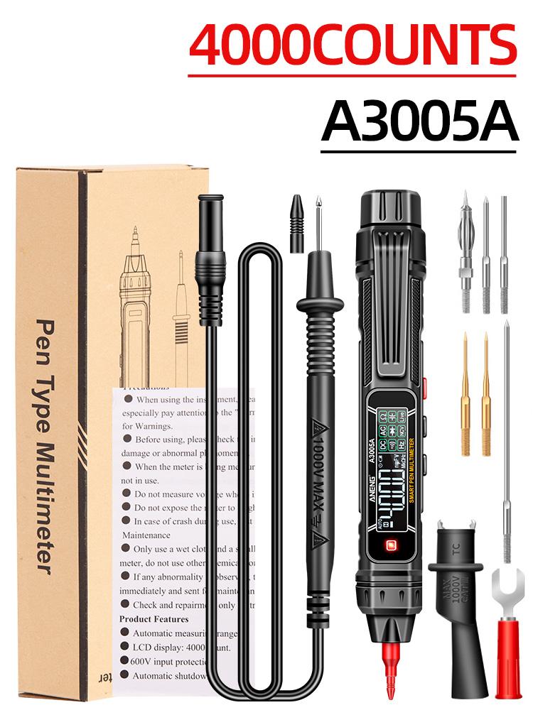 A3005a Мультиметр с ручкой, бесконтактный профессиональный Metros Auto 4000 отсчетов, тестер диодов переменного/постоянного тока, Ом для инструментов
A3005a Мультиметр с ручкой, бесконтактный профессиональный Metros Auto 4000 отсчетов, тестер диодов переменного/постоянного тока, Ом для инструментов