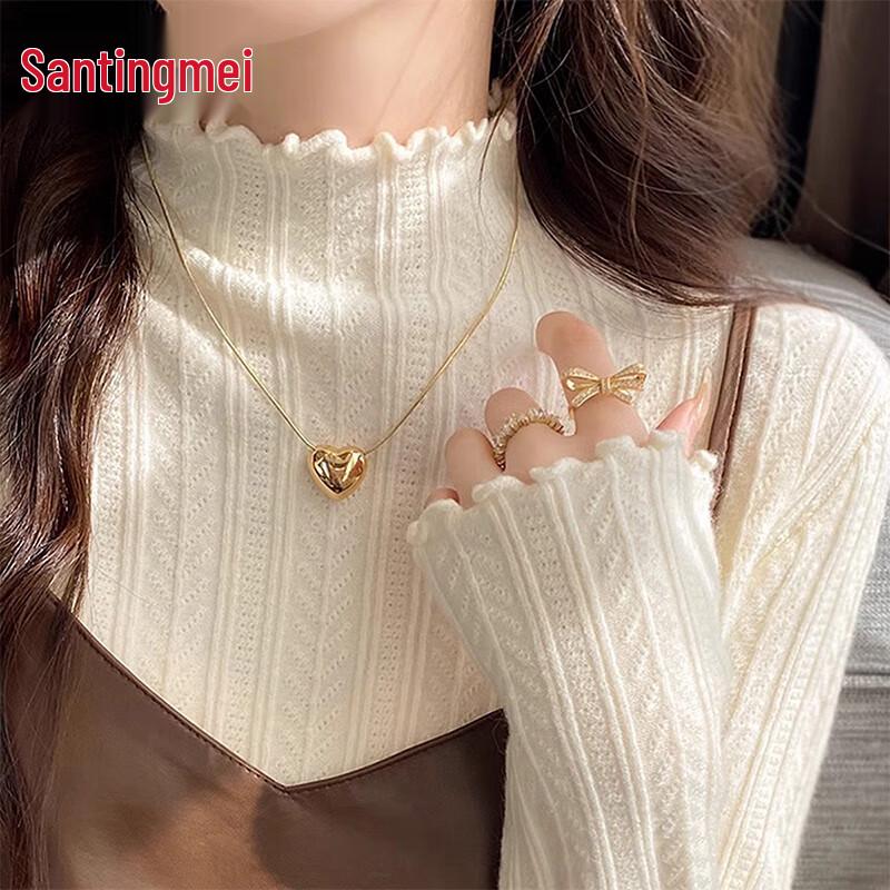 TINGMEI Women s Semi-High Neck Ruffle Trim Knit Sweater One Size
TINGMEI Women s Semi-High Neck Ruffle Trim Knit Sweater One Size