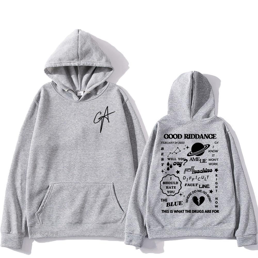 GA Gracie Abrams Singer Printing Hoodies Good Riddance Графічні світшоти з кишенею з довгим рукавом для чоловіків/жінок Sudaderas для чоловіків S сірий колір
GA Gracie Abrams Singer Printing Hoodies Good Riddance Графічні світшоти з кишенею з довгим рукавом для чоловіків/жінок Sudaderas для чоловіків S сірий колір
