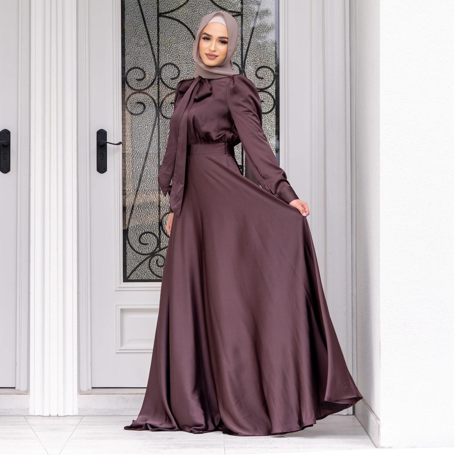 M160 Women s Muslim Fashion Evening Satin Dress with Big Swing S коричневий/червоний
M160 Women s Muslim Fashion Evening Satin Dress with Big Swing S коричневий/червоний