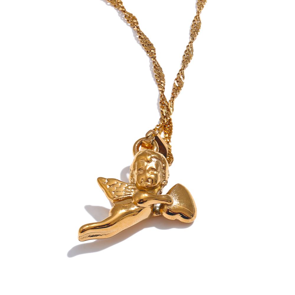 Yhpup Stainless Steel Angel Heart Pendant Expressing Love Blessing Necklace 18K PVD Plated Waterproof Jewelry Gift Accessories
Yhpup Stainless Steel Angel Heart Pendant Expressing Love Blessing Necklace 18K PVD Plated Waterproof Jewelry Gift Accessories