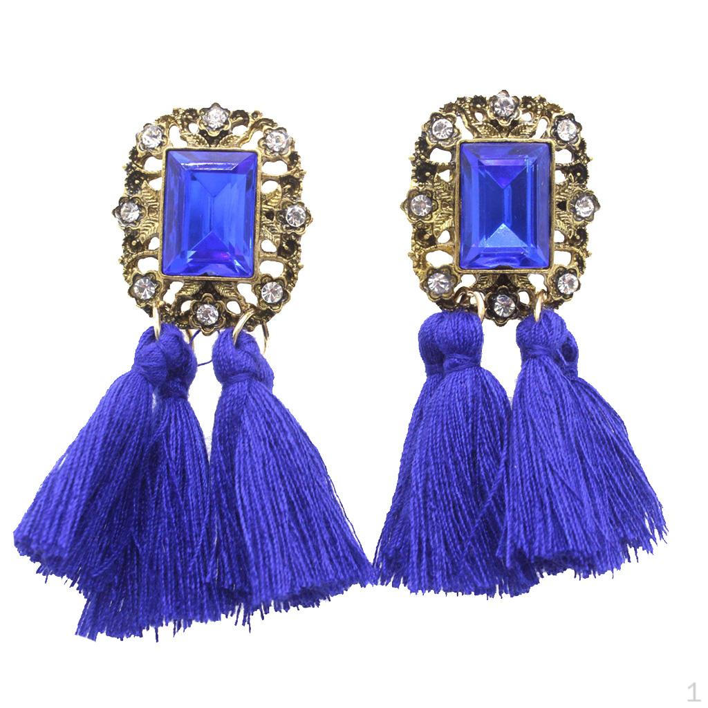 Женские длинные серьги с кисточками в винтажном этническом стиле болтаются синие 
Женские длинные серьги с кисточками в винтажном этническом стиле болтаются синие