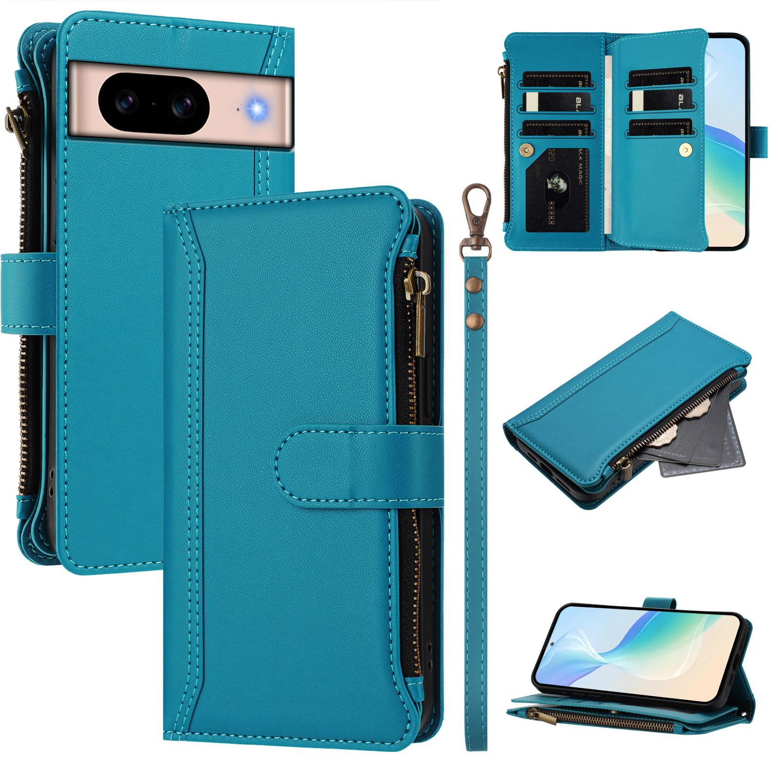 For Google Pixel 8a Leather Case 9 Card Slots Zipper Wallet Stand Phone Cover with Wrist Strap Lake Blue
For Google Pixel 8a Leather Case 9 Card Slots Zipper Wallet Stand Phone Cover with Wrist Strap Lake Blue