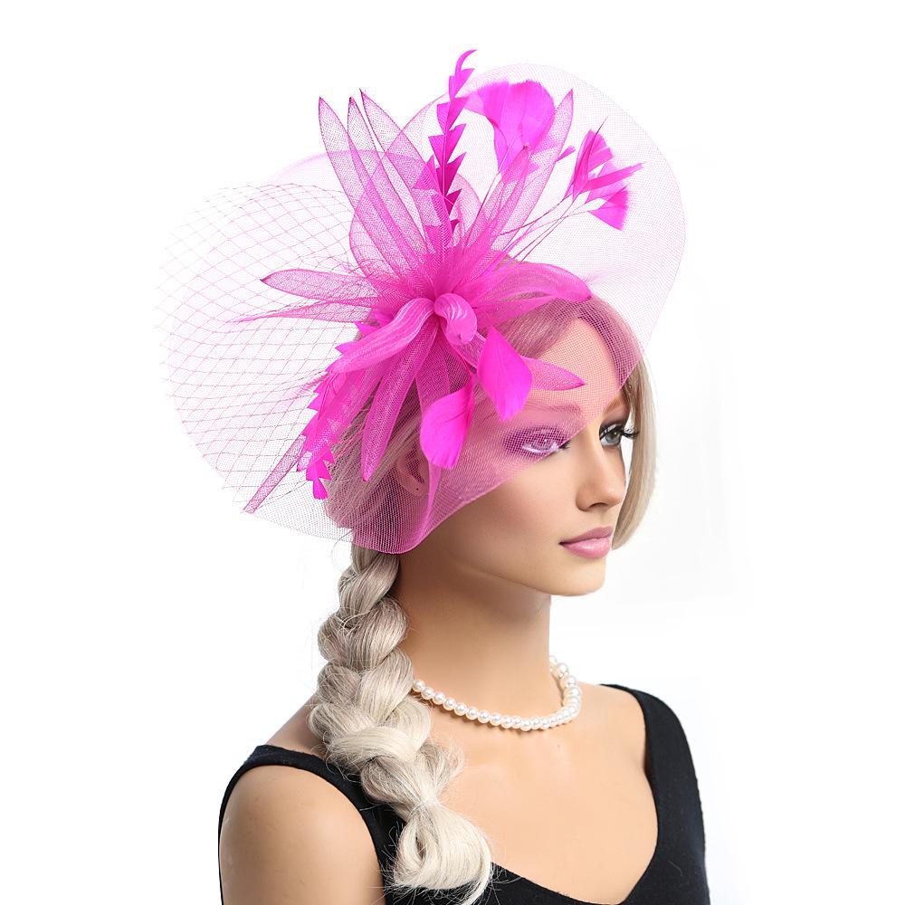 Европейская и американская винтажная шляпа-цилиндр с перьями, свадебные аксессуары для волос с сетчатой вуалью для фестивалей и скачек фуксия
Европейская и американская винтажная шляпа-цилиндр с перьями, свадебные аксессуары для волос с сетчатой вуалью для фестивалей и скачек фуксия