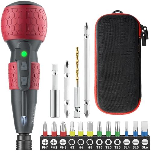 Yacooda Compact, Powerful Electric Screwdriver with 16 Bits and Storage Case, 4 N.m Electric and 10 N.m Manual, USB-C Rechargeable, High-Brightness LE
Yacooda Compact, Powerful Electric Screwdriver with 16 Bits and Storage Case, 4 N.m Electric and 10 N.m Manual, USB-C Rechargeable, High-Brightness LE