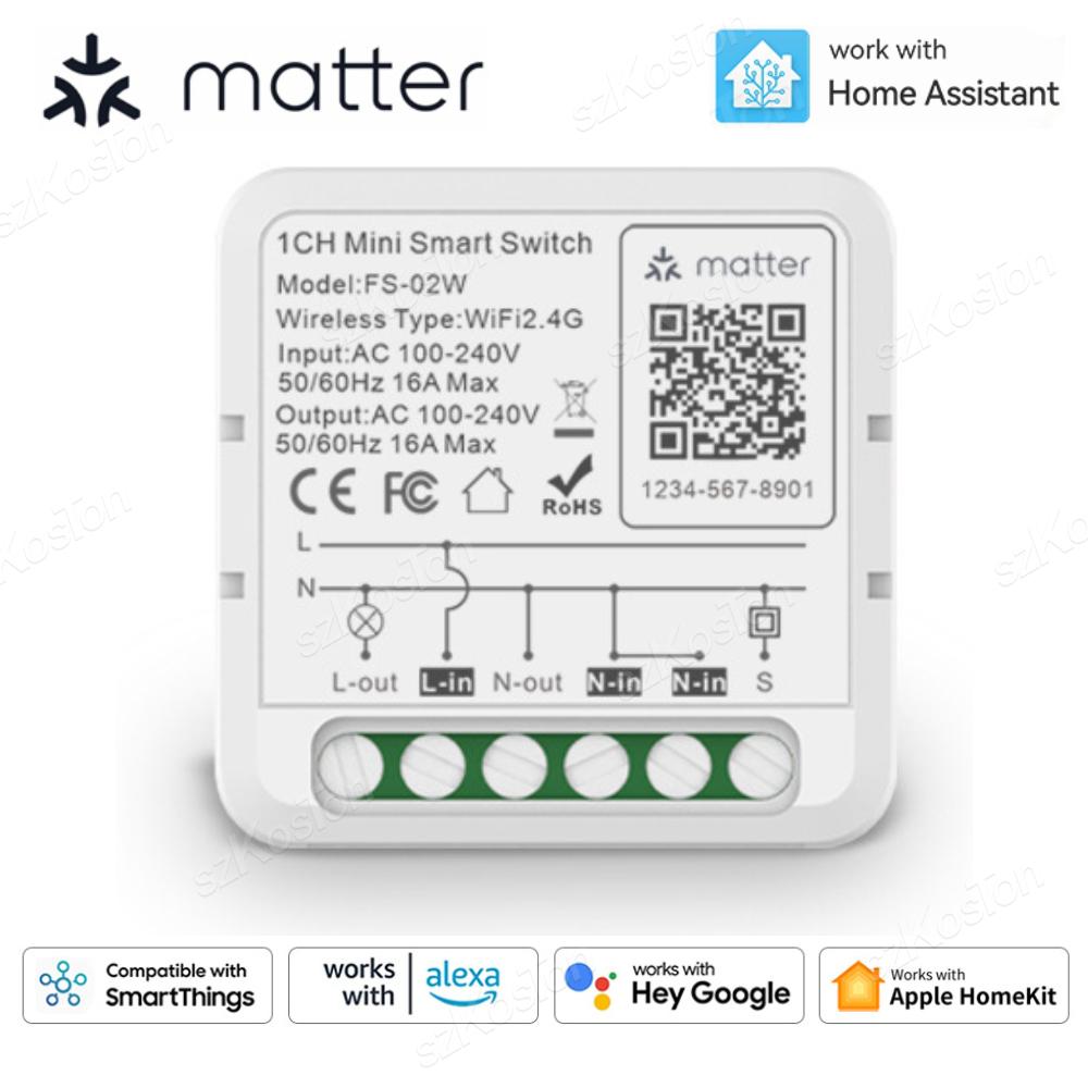 Умный WiFi-переключатель Matter для Homekit Smartthings Home Assistant 16A Модуль реле для домашней автоматизации Работает с Alexa Google
Умный WiFi-переключатель Matter для Homekit Smartthings Home Assistant 16A Модуль реле для домашней автоматизации Работает с Alexa Google