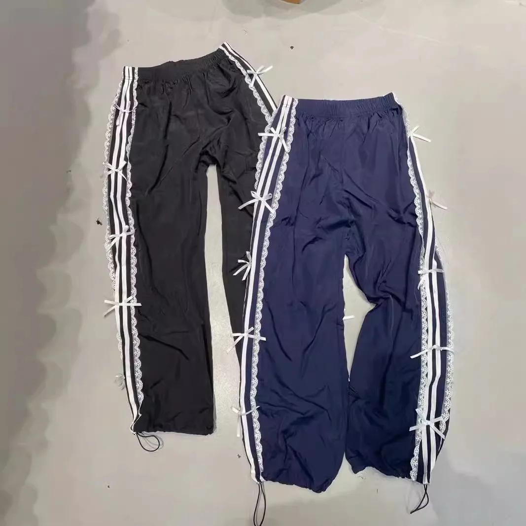 Elastic Waist Lace Flared White Edge Stitching Casual Pants Slim Sports Pants Bow Tie Pants S темно-синього кольору
Elastic Waist Lace Flared White Edge Stitching Casual Pants Slim Sports Pants Bow Tie Pants S темно-синього кольору