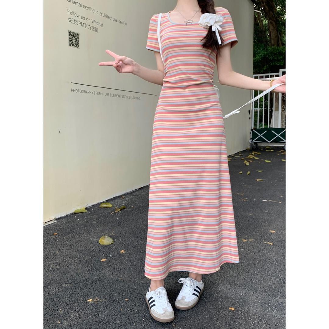 2026 Elegant Slimming French Rainbow Stripe Long Dress L (106-120 lbs)
2026 Elegant Slimming French Rainbow Stripe Long Dress L (106-120 lbs)