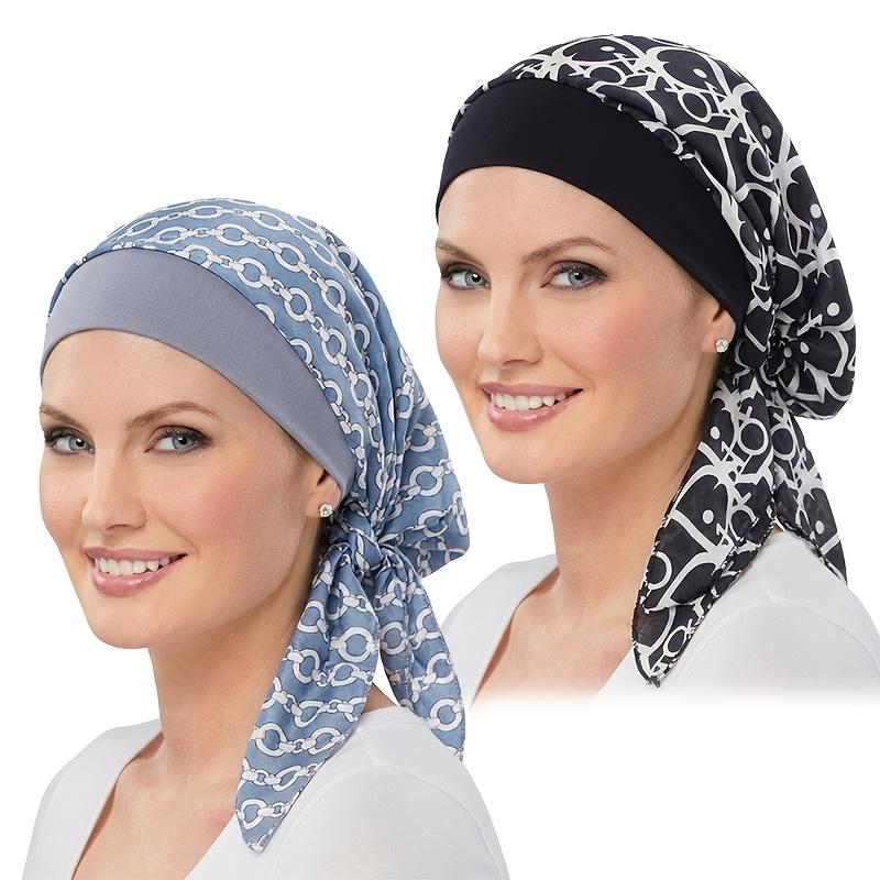 2Pcs Imitation Silk Ribbon Headscarf Hat, Chemo Hat, Head Wrap Hat, Hair Care Hat Grayish blue/letter black
2Pcs Imitation Silk Ribbon Headscarf Hat, Chemo Hat, Head Wrap Hat, Hair Care Hat Grayish blue/letter black