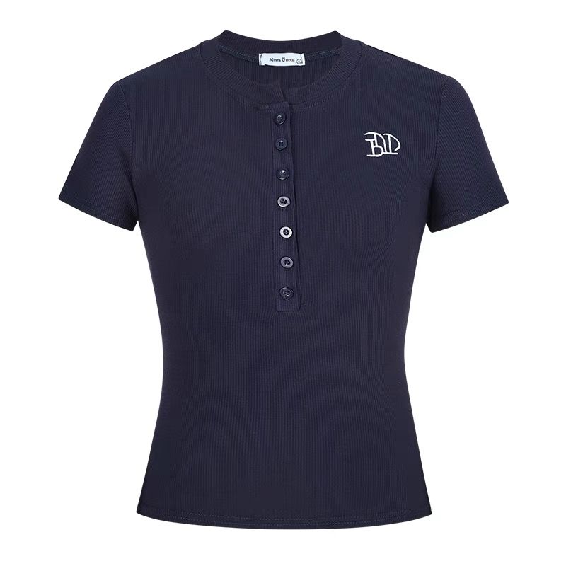 American Style Sexy Stylish Half-Open Collar Short-Sleeved T-shirt Women s Summer Black Machine Embroidery Silm Shoulder Tops Royal Blue M
American Style Sexy Stylish Half-Open Collar Short-Sleeved T-shirt Women s Summer Black Machine Embroidery Silm Shoulder Tops Royal Blue M