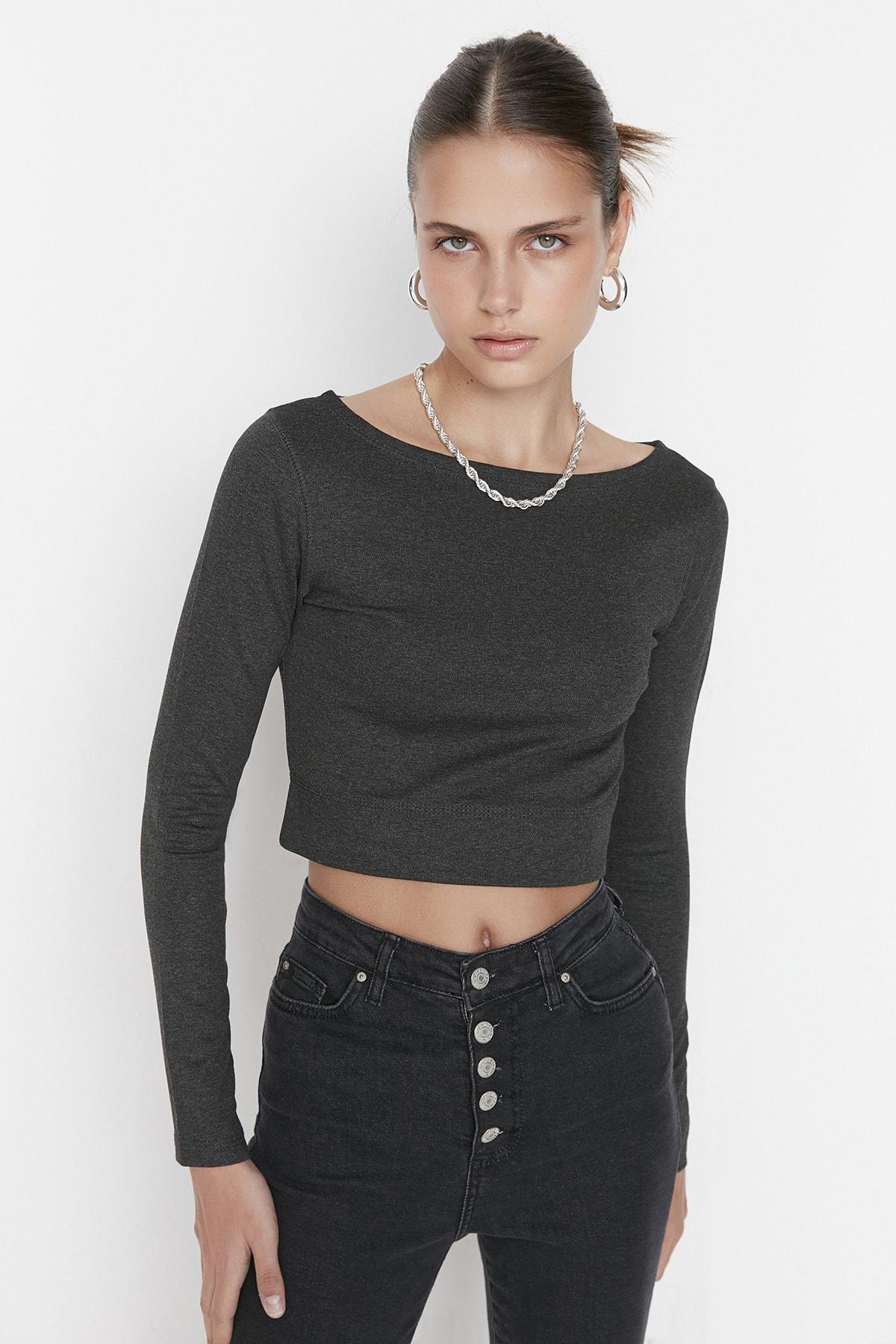 Блузка - Серый - Slim fit 
Блузка - Серый - Slim fit