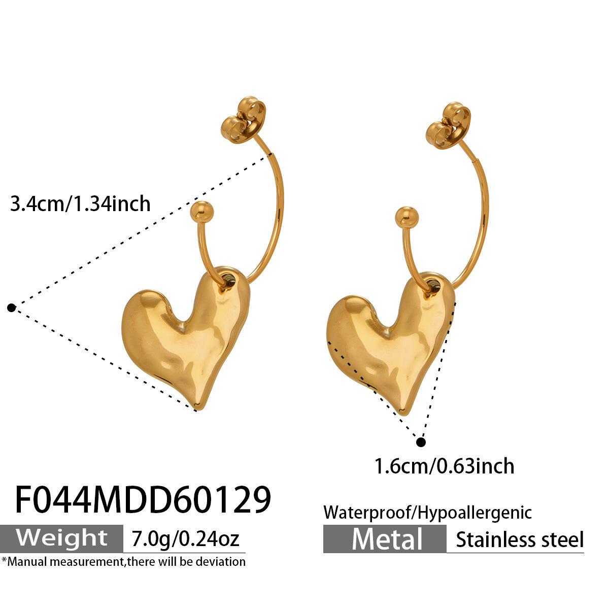 Elegant Asymmetric Heart Pendant Earrings - Gold Plated Stainless Steel
Elegant Asymmetric Heart Pendant Earrings - Gold Plated Stainless Steel