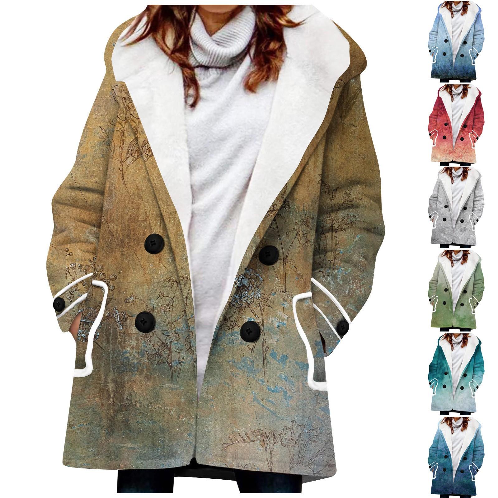 Женское зимнее пальто, теплое мохнатое пуховое пальто с капюшоном и принтом на пуговицах, куртка
Женское зимнее пальто, теплое мохнатое пуховое пальто с капюшоном и принтом на пуговицах, куртка