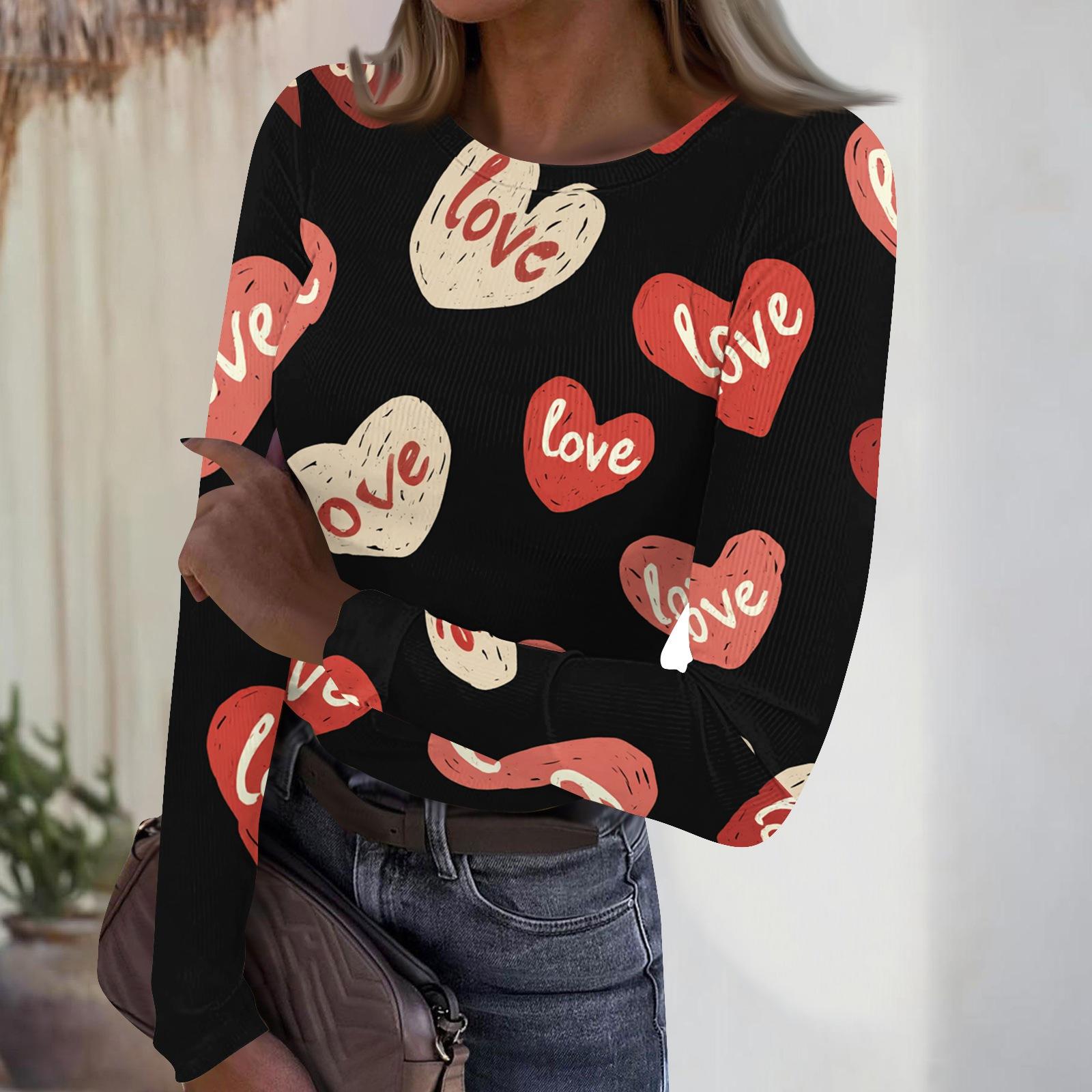 Women s Casual And Fashionable Round-neck Long-sleeved Ribbed Top With Valentine s Day Print. M чорний
Women s Casual And Fashionable Round-neck Long-sleeved Ribbed Top With Valentine s Day Print. M чорний