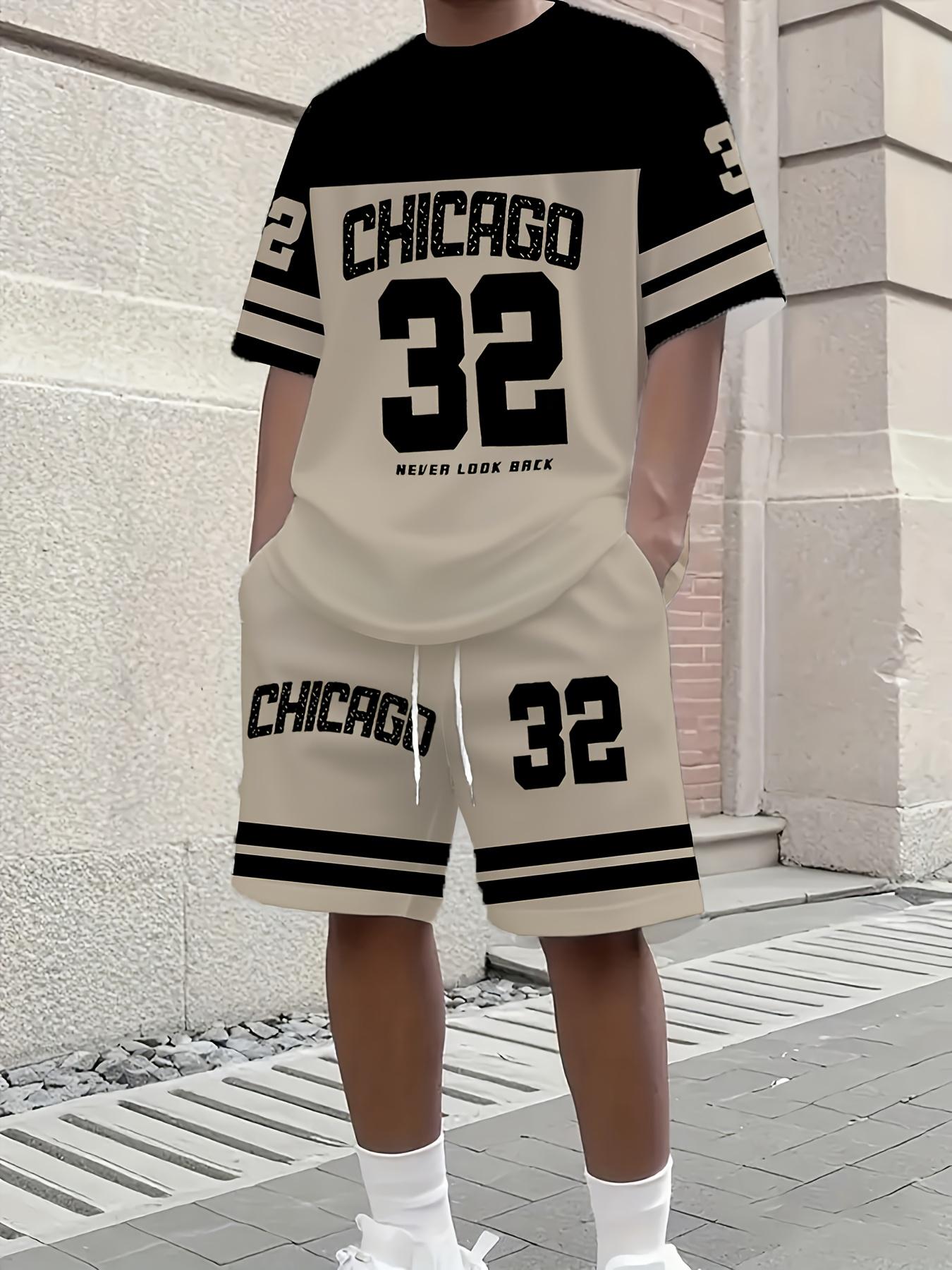 Men 2Pcs Black White Contrast Set Chicago 32 Print T-Shirt Shorts XL
Men 2Pcs Black White Contrast Set Chicago 32 Print T-Shirt Shorts XL