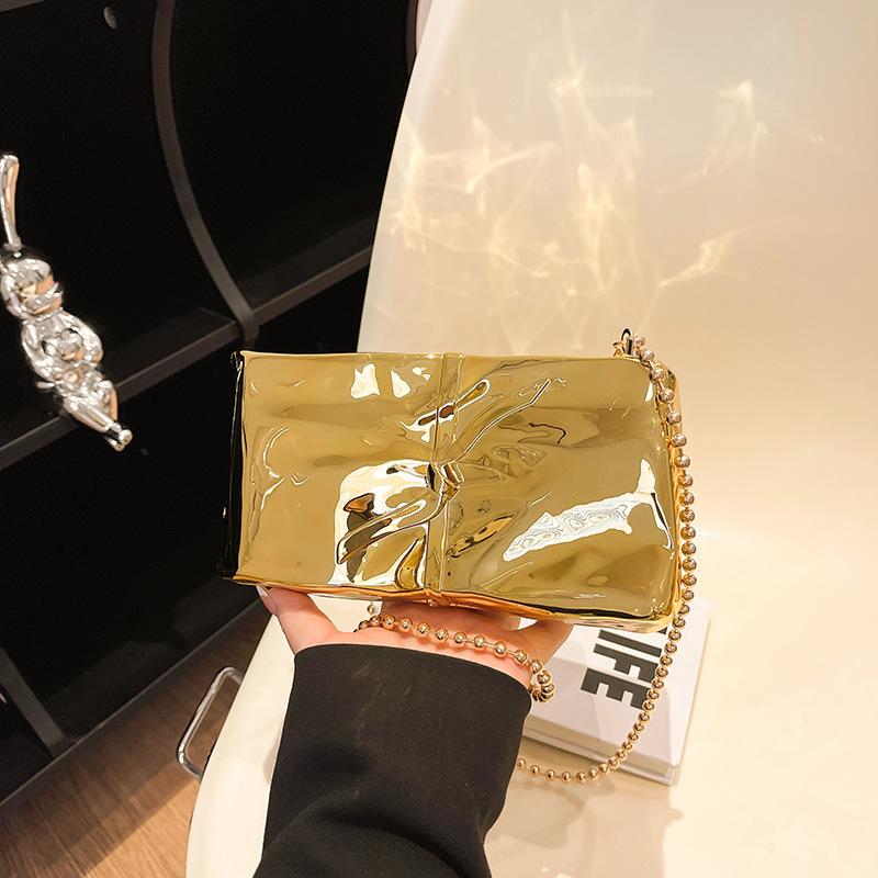 Нишевая сумка высокого класса женская новая модная цепочка маленькая квадратная сумка акриловая на плечо сумка-мессенджер золотой