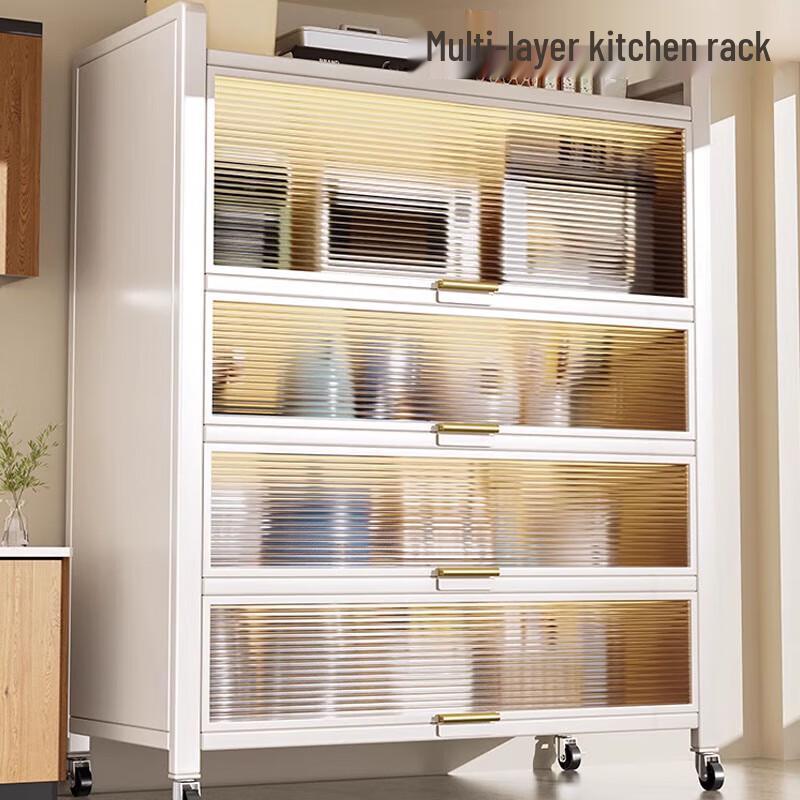 5-Tier White Kitchen Storage Rack with Wheels and Hooks
5-Tier White Kitchen Storage Rack with Wheels and Hooks