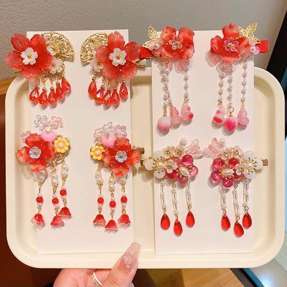 1Pair Red Color Hanfu Hair Clip Waterdrop Beads Tassel Hairpin Sweet Flower Duckbill Clip Party
1Pair Red Color Hanfu Hair Clip Waterdrop Beads Tassel Hairpin Sweet Flower Duckbill Clip Party
