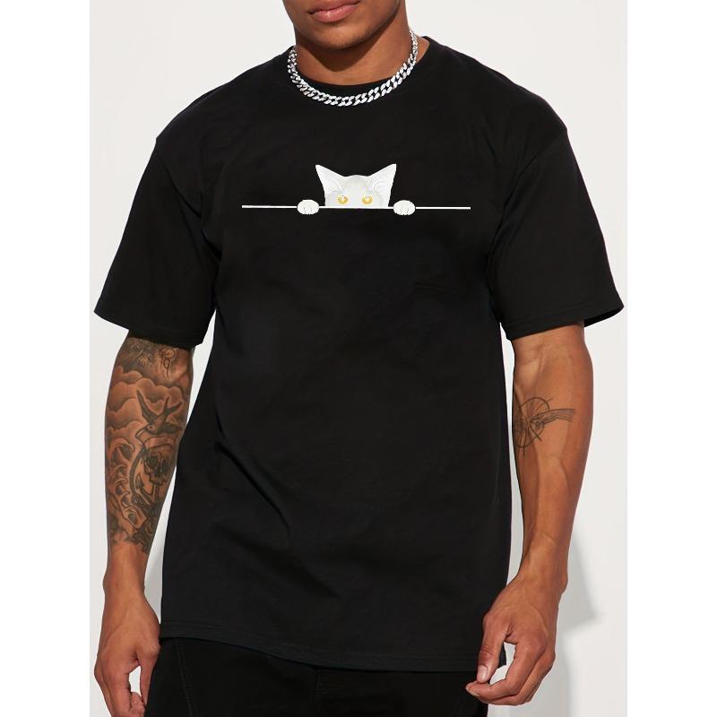 European Size Men Black Cat Peeking Print T-Shirt - Cute Kitten Lettering Short Sleeve Casual Round Neck Tee with Spy Cat - Matching Couple Shirts 4XL чорний
European Size Men Black Cat Peeking Print T-Shirt - Cute Kitten Lettering Short Sleeve Casual Round Neck Tee with Spy Cat - Matching Couple Shirts 4XL чорний