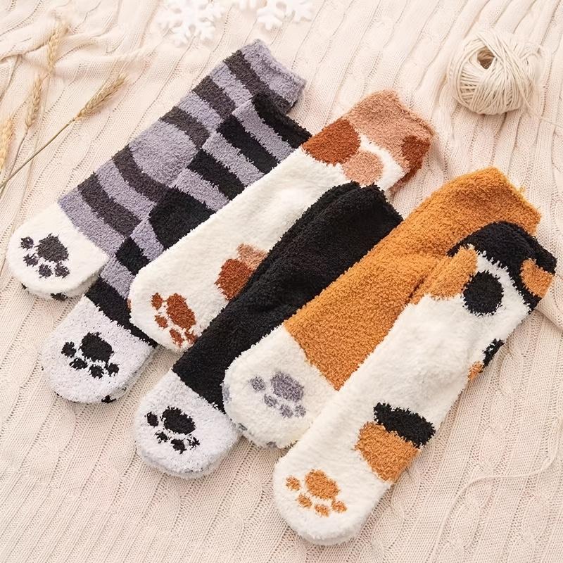 6 pairs of women s multi-color autumn and winter cute and fun cat paw mid tube socks, thick and warm, sweet floor socks one-size
6 pairs of women s multi-color autumn and winter cute and fun cat paw mid tube socks, thick and warm, sweet floor socks one-size