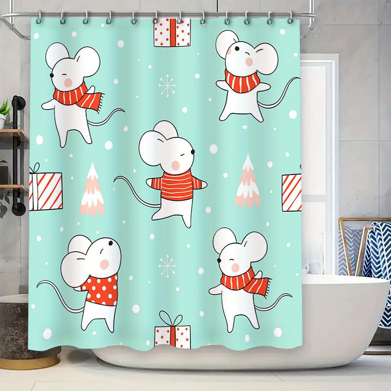 Adorable Christmas Mouse Shower Curtain Set Festive Bathroom Decor For Holiday Season Light Blue Background With Snowflakes Gift W60H190(CM)-1 Pcs
Adorable Christmas Mouse Shower Curtain Set Festive Bathroom Decor For Holiday Season Light Blue Background With Snowflakes Gift W60H190(CM)-1 Pcs