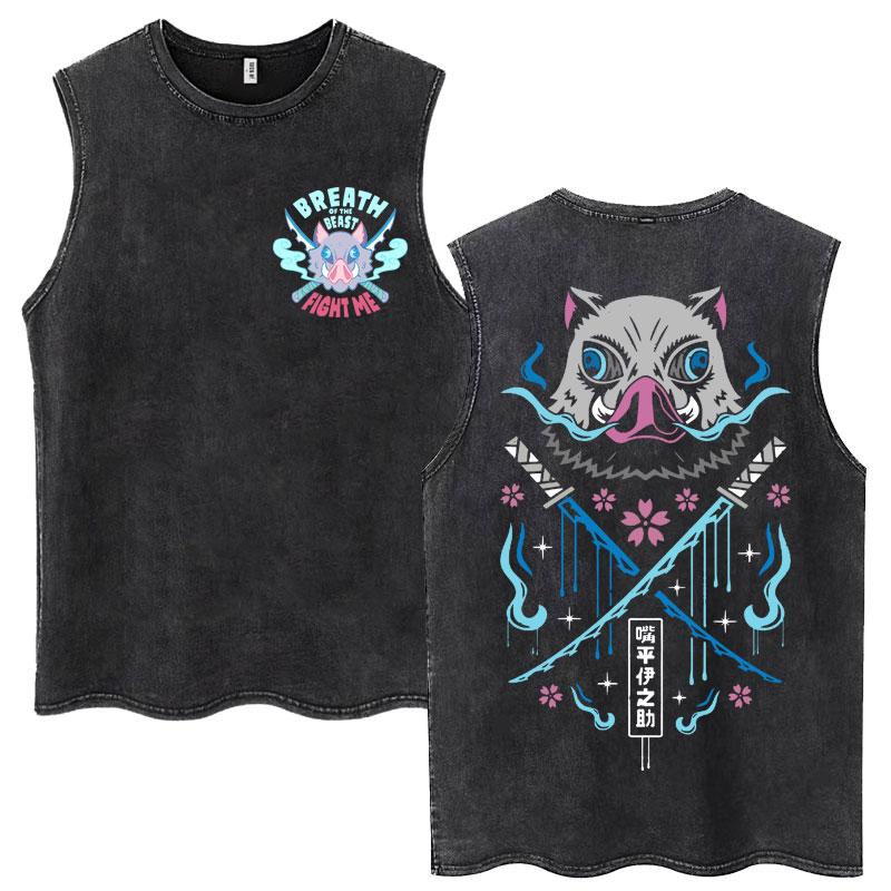 Washed Anime Demon Slayer Hashibira Inosuke Mask Face Tank Tops Men Women Vintage Fashion Cotton Sleeveless T Shirts S
Washed Anime Demon Slayer Hashibira Inosuke Mask Face Tank Tops Men Women Vintage Fashion Cotton Sleeveless T Shirts S