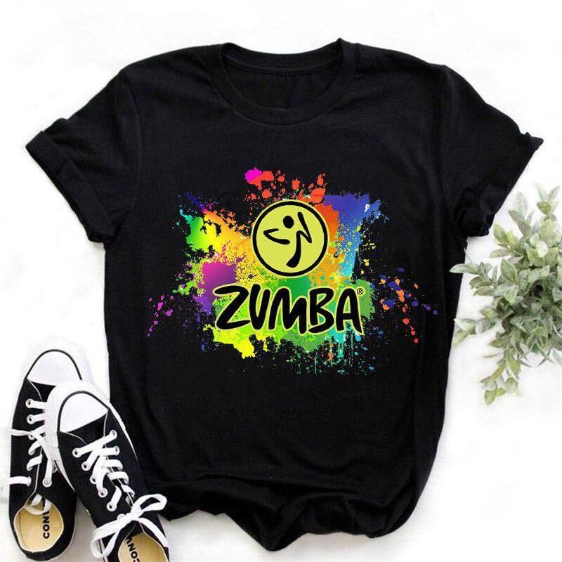 акварель Zumba фитнес черная футболка женщина любитель танцев спортивная гимнастика футболка фемме футболка летние топы графические футболки футболки