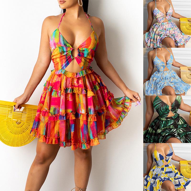 European & American Women s Sexy Halter V-neck Cutout Autumn Dress Medium синий/жёлтый
European & American Women s Sexy Halter V-neck Cutout Autumn Dress Medium синий/жёлтый