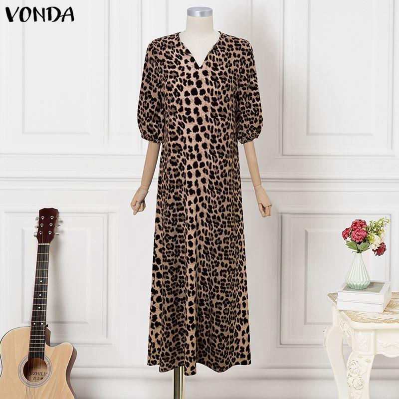 VONDA Summer Women 3/4 Sleeve Leopard Print Casual Loose Long Maxi Holiday Dress 5XL світло-коричневого кольору
VONDA Summer Women 3/4 Sleeve Leopard Print Casual Loose Long Maxi Holiday Dress 5XL світло-коричневого кольору