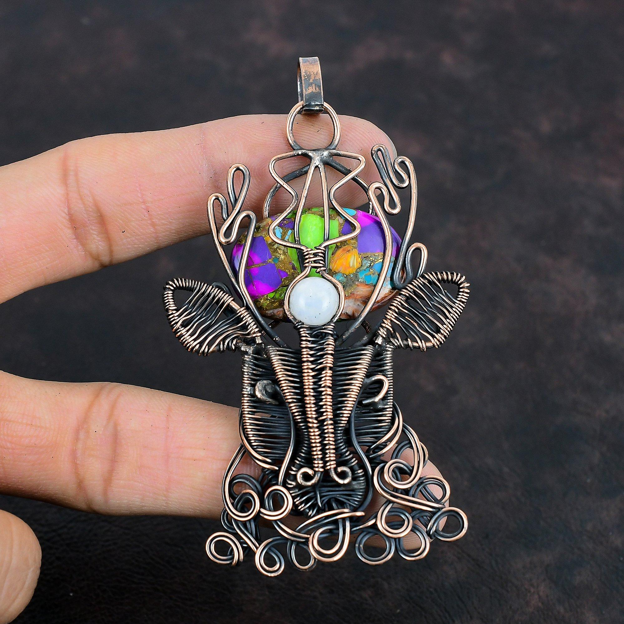 Fiesta Kingman Turquoise Pendant Copper Wire Wrapped Pendant Multi Copper Turquoise & Rainbow Moonstone Pendant Gemstone Deer Face Jewelry
Fiesta Kingman Turquoise Pendant Copper Wire Wrapped Pendant Multi Copper Turquoise & Rainbow Moonstone Pendant Gemstone Deer Face Jewelry
