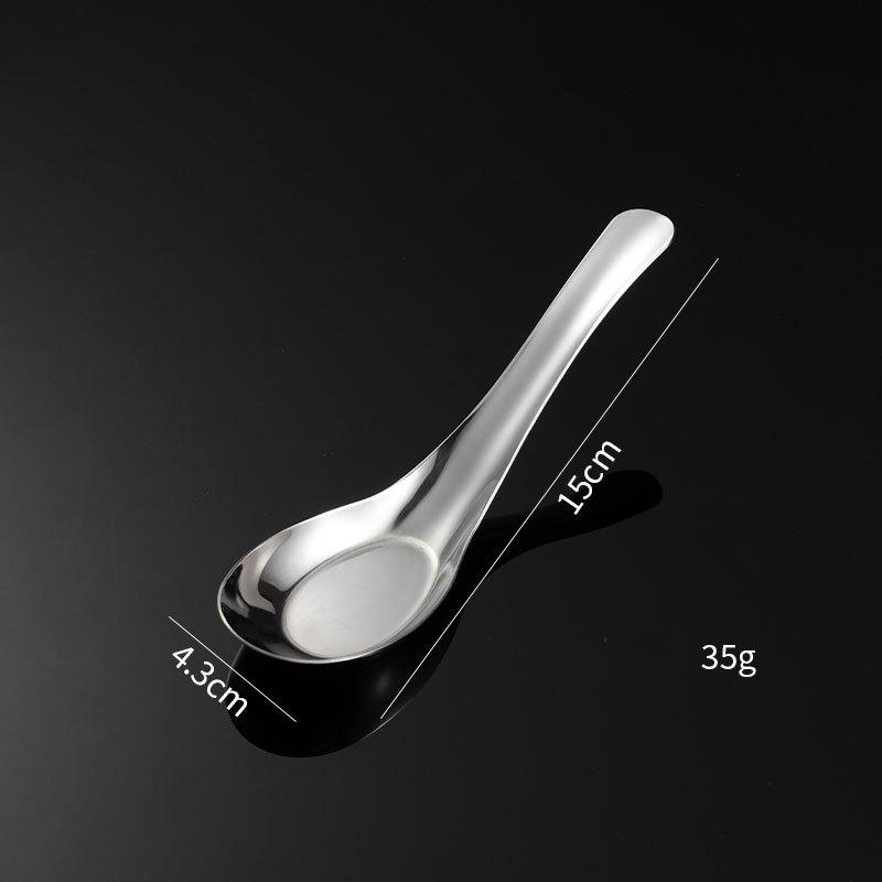 HANYANG 304 Ложка с плоским дном из нержавеющей стали, тонкая стоячая зеркальная полированная ложка с головой лодки, столовые приборы
