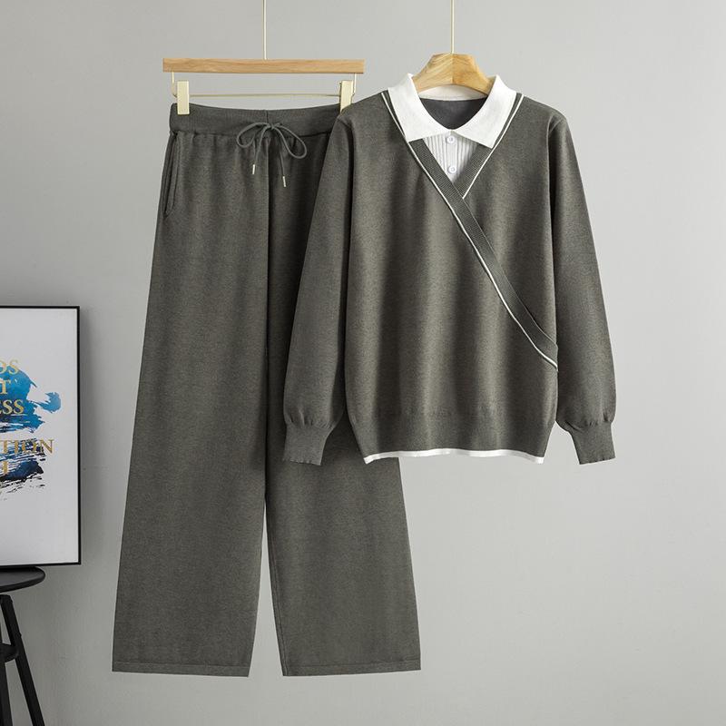 Women s European & American Style Autumn Suit: Loose Polo Collar Sweater With Wide-Leg Pants One Size сірий колір
Women s European & American Style Autumn Suit: Loose Polo Collar Sweater With Wide-Leg Pants One Size сірий колір