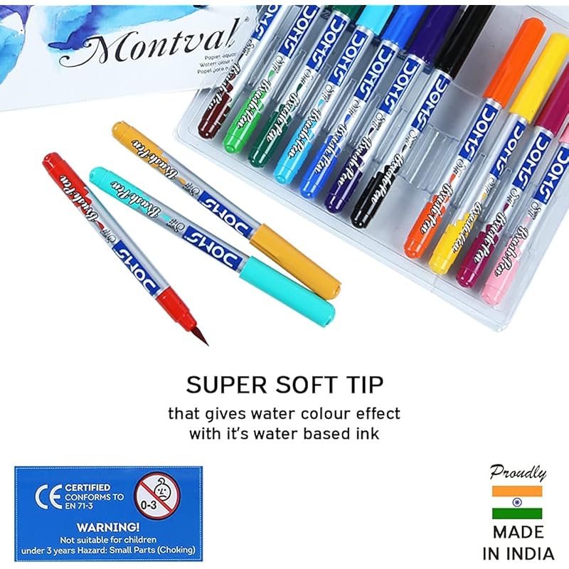 DOMS Non-Toxic Brush Pen in Cardboard Box (14 Assorted Shades x 1 Set) 1 count (Pack of 14)
DOMS Non-Toxic Brush Pen in Cardboard Box (14 Assorted Shades x 1 Set) 1 count (Pack of 14)
