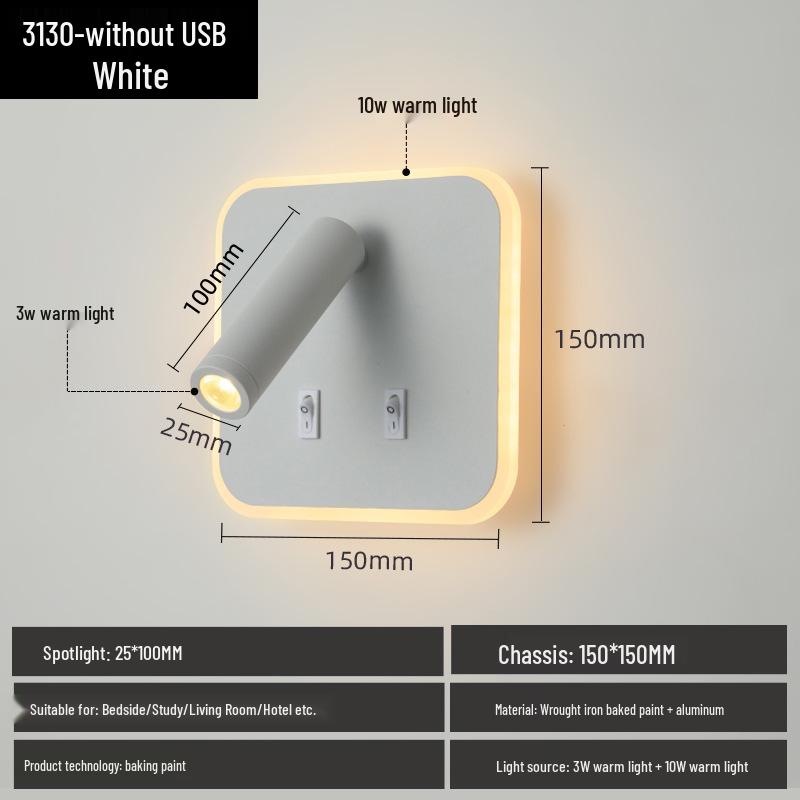 Мінімалістична настінна лампа для готельного ліжка з USB Type-C/A зарядкою та вимикачем 3W White Light (6000K)
Мінімалістична настінна лампа для готельного ліжка з USB Type-C/A зарядкою та вимикачем 3W White Light (6000K)