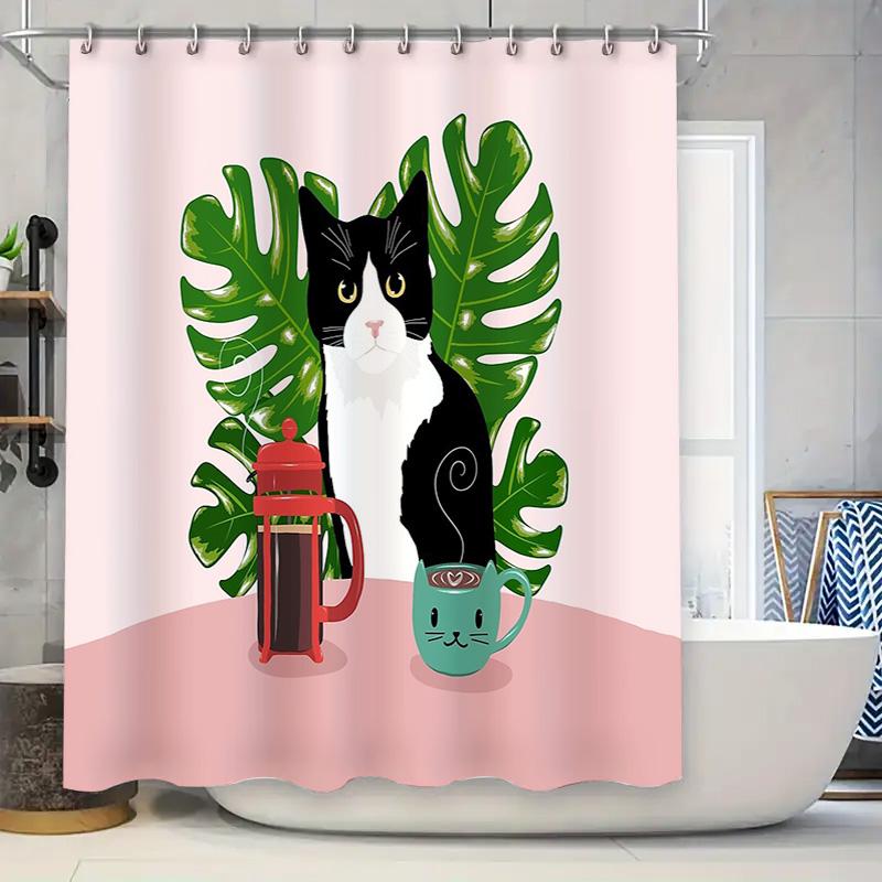 Cat Plant Pattern Shower Curtain Tropical Leafy Greenery Bathroom Decor Waterproof Fabric Liner Vintage Style Home Textile W60H190(CM)-1 Pcs
Cat Plant Pattern Shower Curtain Tropical Leafy Greenery Bathroom Decor Waterproof Fabric Liner Vintage Style Home Textile W60H190(CM)-1 Pcs