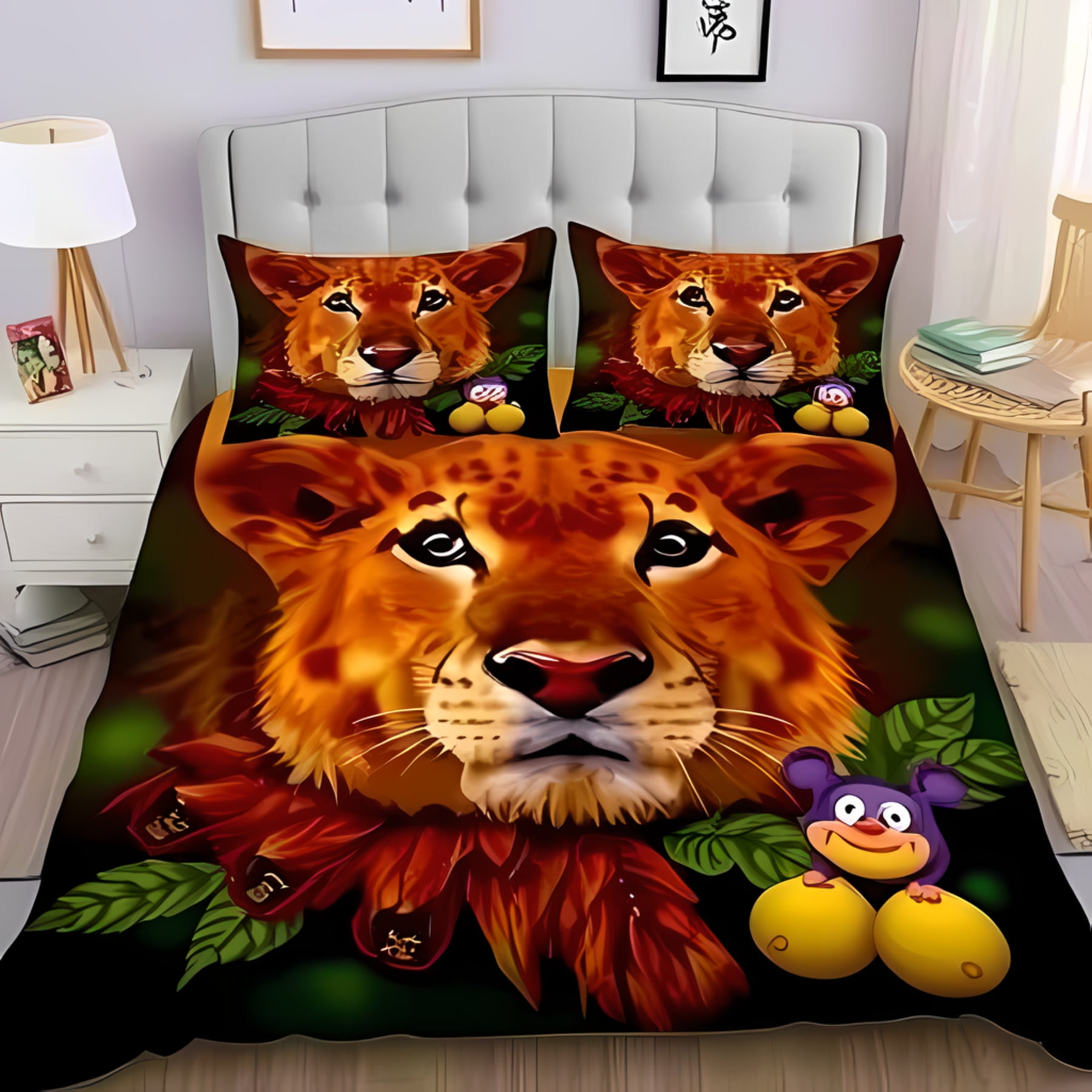Lion Duvet Cover For Women MenWild Animal Flowers Comforter Cover Brown KingAfrican Safari Animals Romantic Floral Room Decor EU Single(135*200cm)3pcs
Lion Duvet Cover For Women MenWild Animal Flowers Comforter Cover Brown KingAfrican Safari Animals Romantic Floral Room Decor EU Single(135*200cm)3pcs