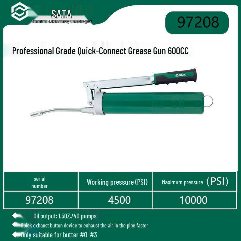 SATA High-Pressure Manual Grease Gun 97207 with Self-Priming Lever
SATA High-Pressure Manual Grease Gun 97207 with Self-Priming Lever