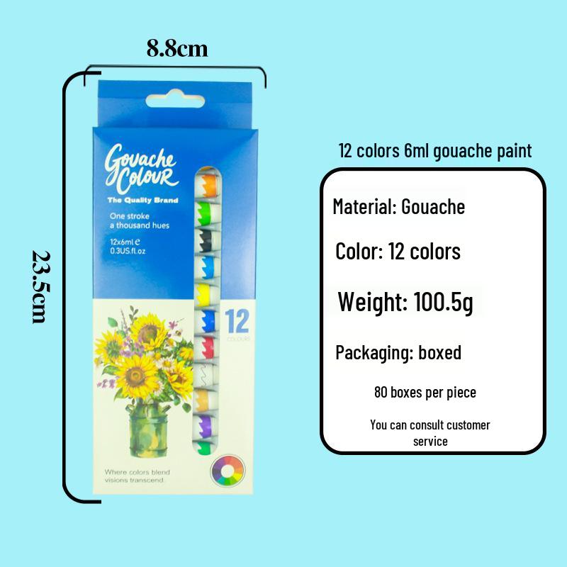 Набір фарб акрилова гуаш акварель, 12 кольорів (Тюбики 6 мл) для дітей
Набір фарб акрилова гуаш акварель, 12 кольорів (Тюбики 6 мл) для дітей