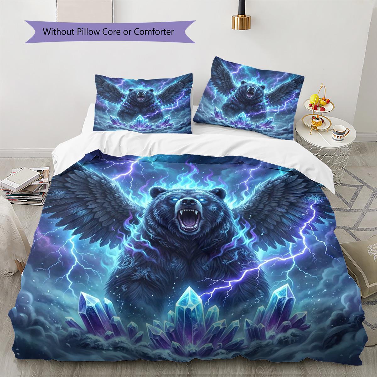Black bear Pattern Bedding Quilt Set Quilt Cover Pillowcase Home Decoration Birthday Gift (1 * duvet cover + 2 * pillowcase, without core) 135x200cm
Black bear Pattern Bedding Quilt Set Quilt Cover Pillowcase Home Decoration Birthday Gift (1 * duvet cover + 2 * pillowcase, without core) 135x200cm