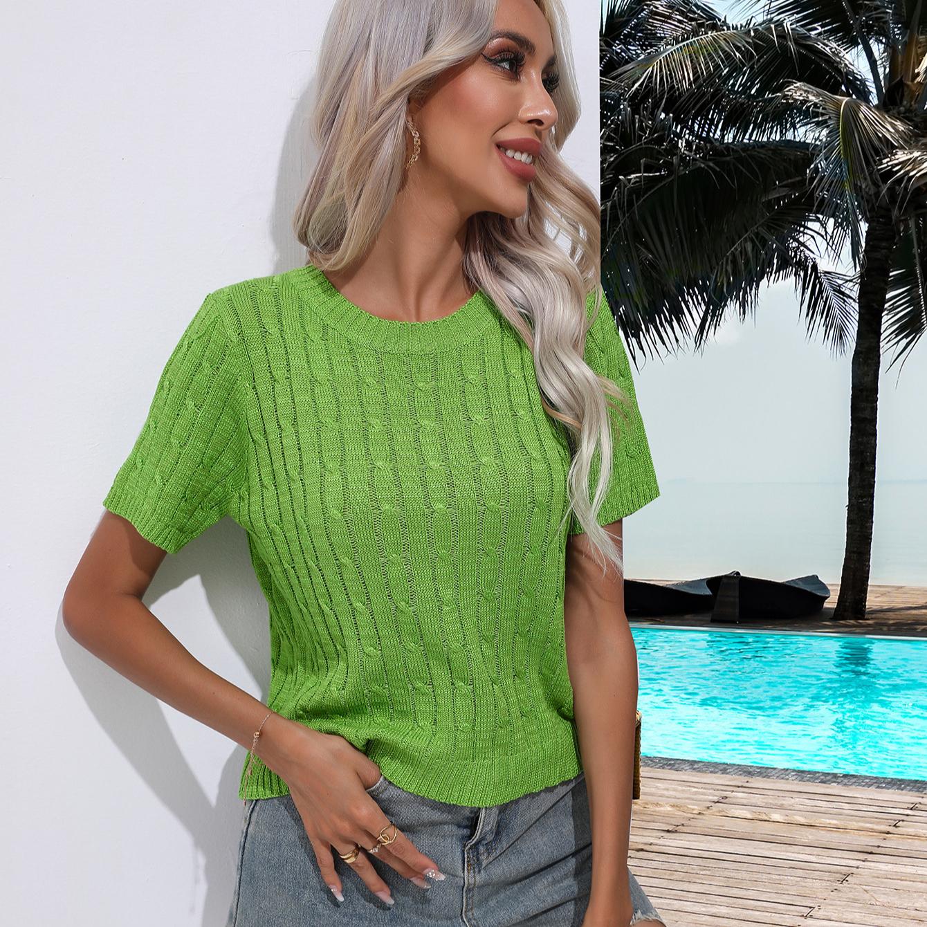 GMXIA Женская мода Повседневное однотонный принт Лето-весна с коротким рукавом и круглым вырезом Трикотажные короткие рукава XL зелёный
GMXIA Женская мода Повседневное однотонный принт Лето-весна с коротким рукавом и круглым вырезом Трикотажные короткие рукава XL зелёный