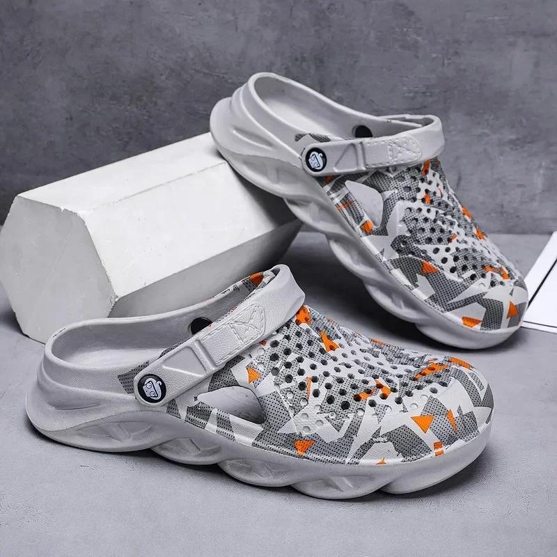 Сандалии на плоской подошве Мужская обувь Тапочки из ЭВА Садовые сандалии на платформе Мужские летние сандалии Новые мужские кроссовки Шлепанцы для улицы Домашние сабо 40 серый