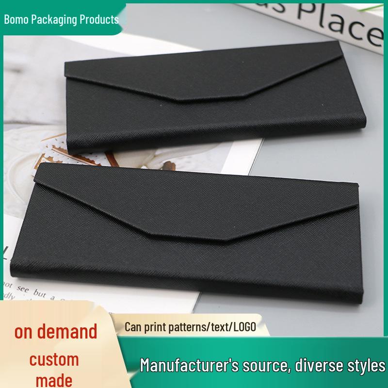 Handmade Triangle Folding Glasses Case, Black PU Leather, Customizable Logo Silk Silver
Handmade Triangle Folding Glasses Case, Black PU Leather, Customizable Logo Silk Silver