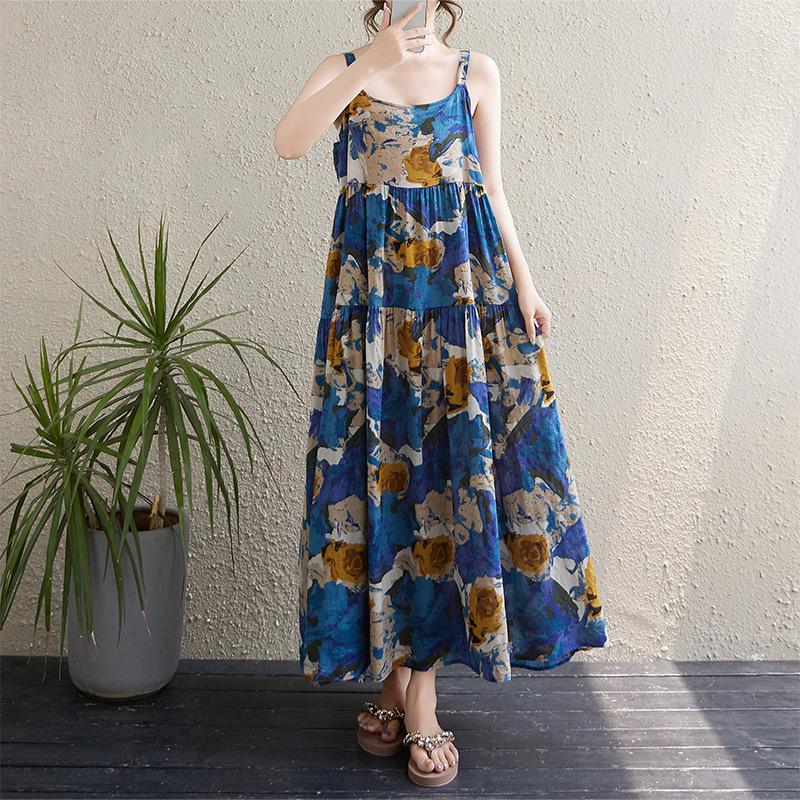 Summer Thin Print Patchwork Maxi Dress with Loose Slimming Fit and Large Hem
Summer Thin Print Patchwork Maxi Dress with Loose Slimming Fit and Large Hem