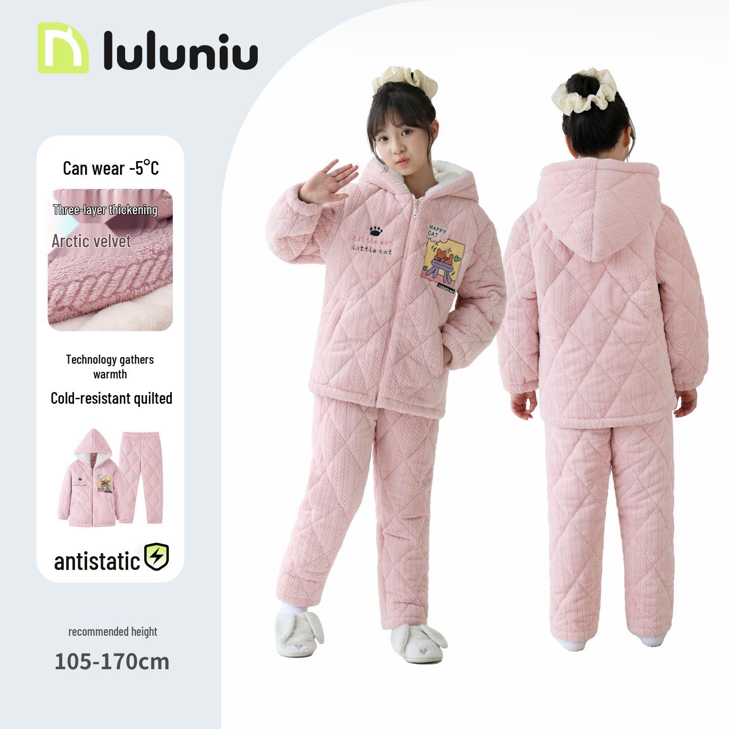 Детская зимняя пижама из кораллового флиса - трехслойная стеганая для дополнительного тепла, фланелевая домашняя одежда для девочек, размеры от средних до больших 110cm (fits 105-115cm)
Детская зимняя пижама из кораллового флиса - трехслойная стеганая для дополнительного тепла, фланелевая домашняя одежда для девочек, размеры от средних до больших 110cm (fits 105-115cm)