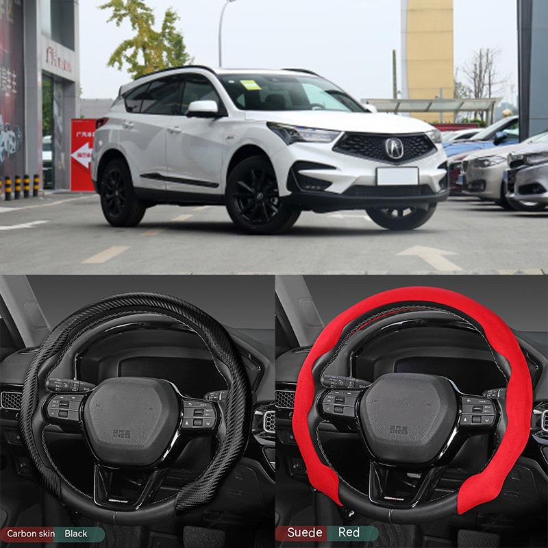 Для Acura углеродное волокно, универсальный автомобильный чехол на руль, нескользящий, украшение интерьера автомобиля Suede Black A 
Для Acura углеродное волокно, универсальный автомобильный чехол на руль, нескользящий, украшение интерьера автомобиля Suede Black A