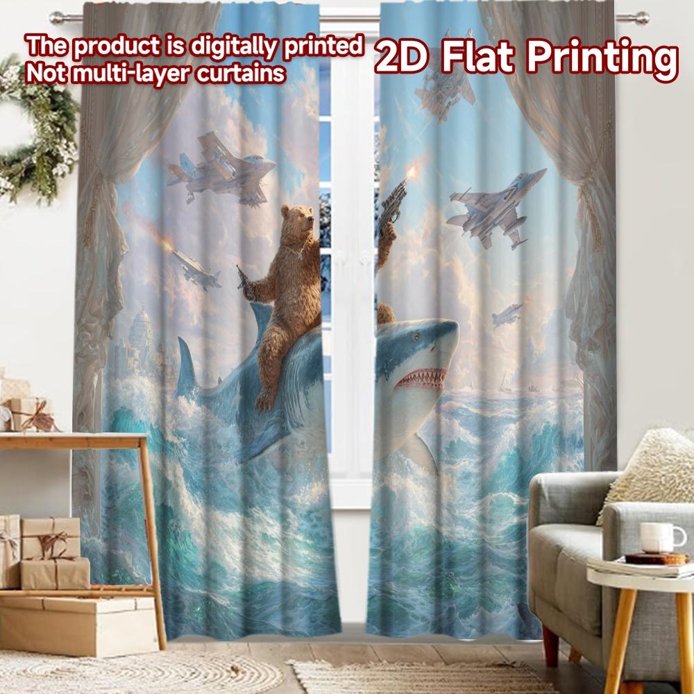 2pcs, 2D FLAT PRINTING Curtains (Without Rod) BattleBearShark Minimalist holiday curtains Fabric Curtains Thermal Insulation, 52.50 × 116.00 cm 2 pcs
2pcs, 2D FLAT PRINTING Curtains (Without Rod) BattleBearShark Minimalist holiday curtains Fabric Curtains Thermal Insulation, 52.50 × 116.00 cm 2 pcs