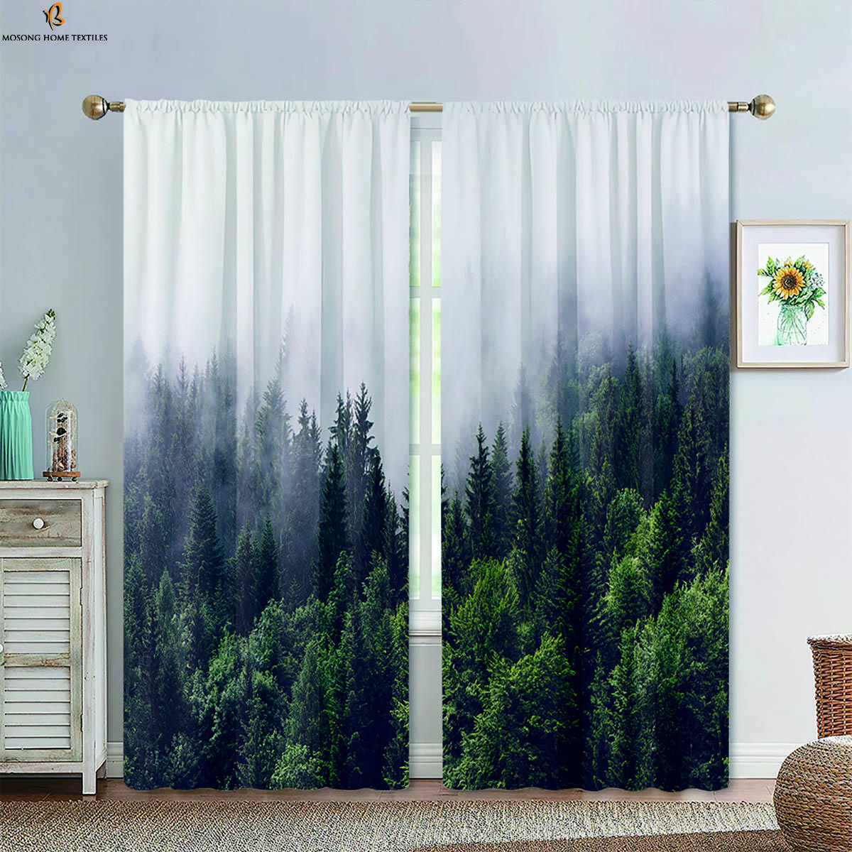 Set Of 2 Autumn Foggy Forest Scenery Printed Curtains Polyester Fiber Bedroom Living Room Kitchen Curtain With Rod Pocket Ideal For Sitting W100*H130(CM)-Hooks&2PCS
Set Of 2 Autumn Foggy Forest Scenery Printed Curtains Polyester Fiber Bedroom Living Room Kitchen Curtain With Rod Pocket Ideal For Sitting W100*H130(CM)-Hooks&2PCS
