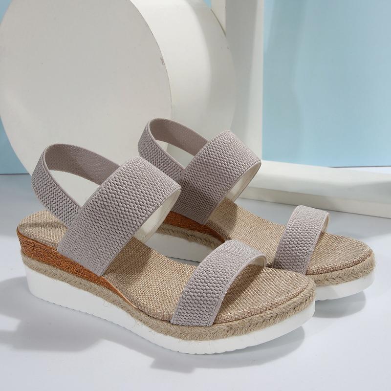 Foreign trade new large size elastic band wedge sandals women s high heel hemp rope open-toed beach cool slippers 43 сірий колір
Foreign trade new large size elastic band wedge sandals women s high heel hemp rope open-toed beach cool slippers 43 сірий колір