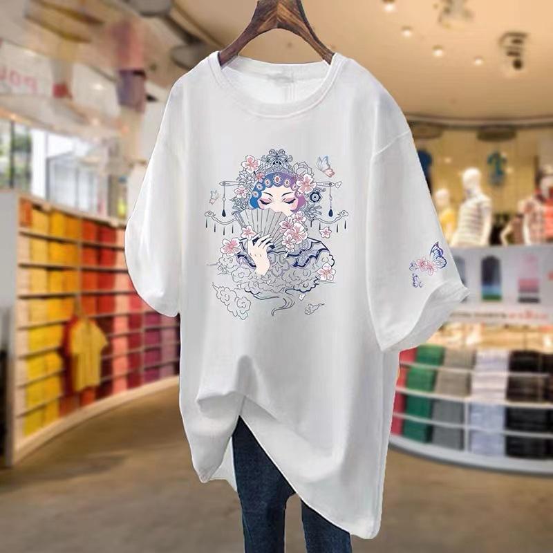 Белая хлопковая футболка с коротким рукавом женская летняя в национальном стиле большого размера для полных мм свободная средней длины с принтом круглый вырез с рукавом до локтя топ S
Белая хлопковая футболка с коротким рукавом женская летняя в национальном стиле большого размера для полных мм свободная средней длины с принтом круглый вырез с рукавом до локтя топ S